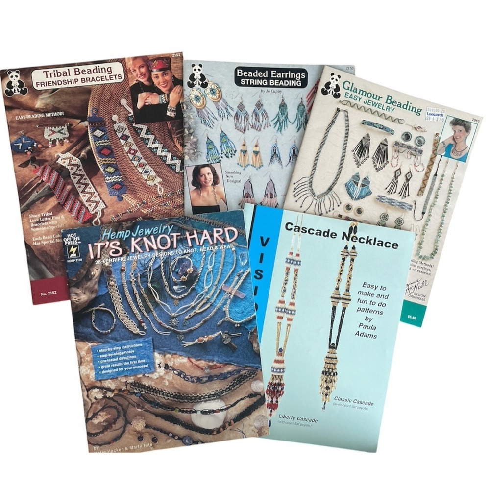 Lot of 5 Crafting Booklets Beading Jewelry Friendship Bracelets Necklace Hemp